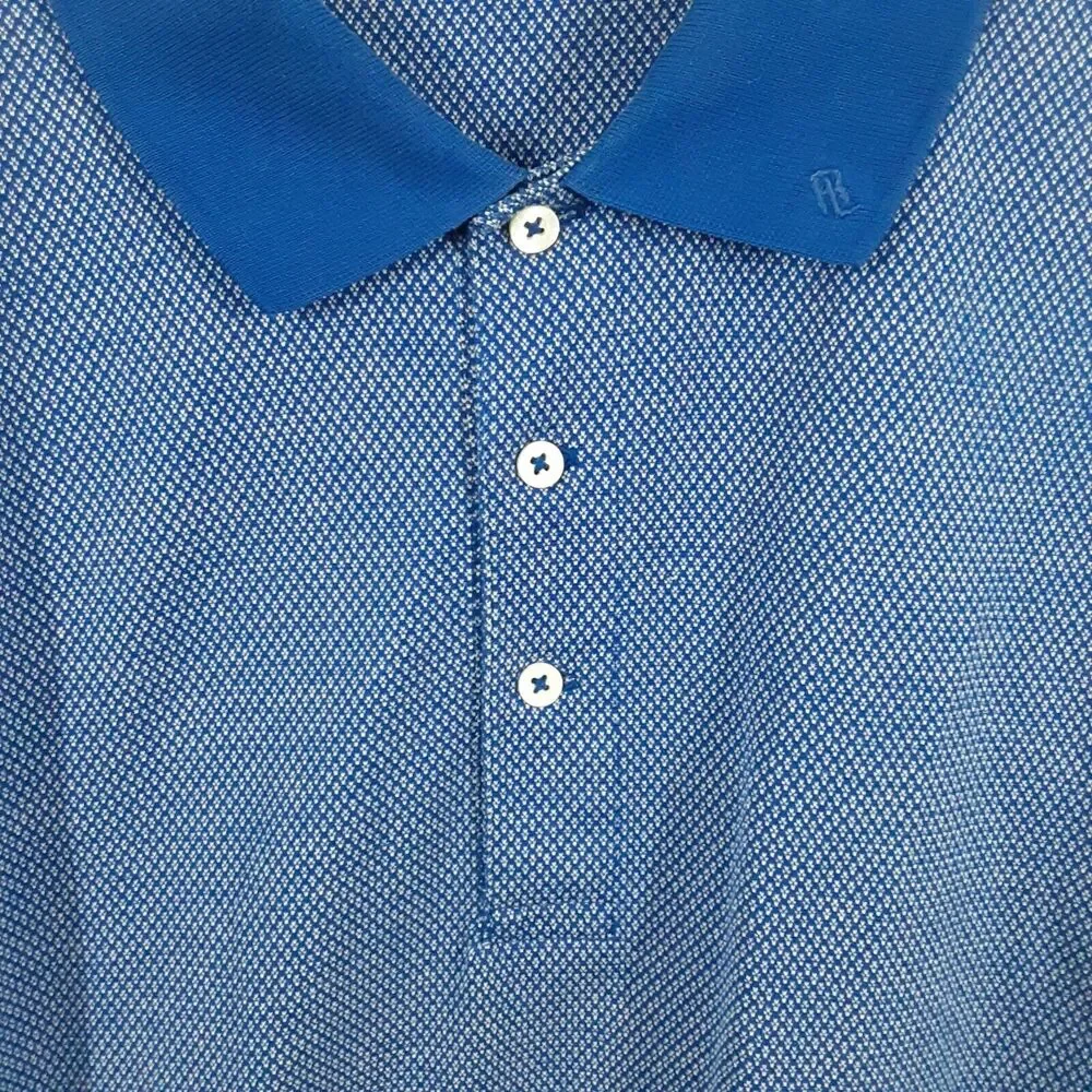 Polo Golf Ralph Lauren Adult Mens L Blue Short Sleeve Shirt 100% Pima Cotton